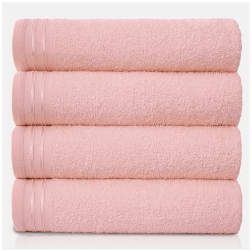 GC GAVENO CAVAILIA Large Towels Bath Sheet - Highly Absorbent Egyptian Cotton Towel Set - 4 Pack Extra Soft Blush Pink - Quick Dry Sheets - 450 GSM Washable Towels 75 X 135 Cm