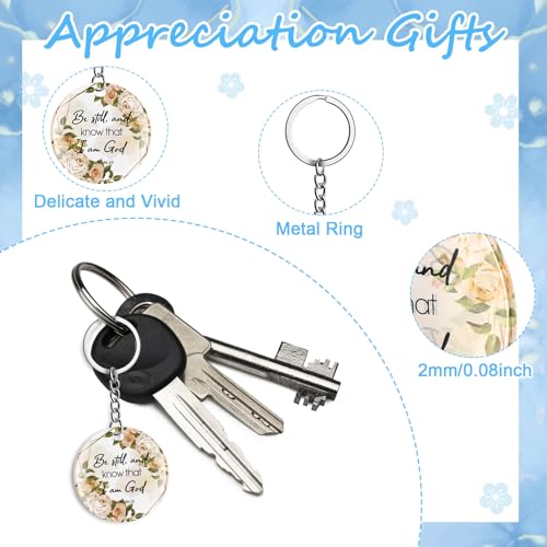 Image of Janmercy 120 Pcs Acrylic Christian Keychain Bulk Floral Bible Verse Keychain Religious Scripture Jewelry Gifts for Women Men