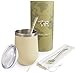 CALEBASSE Maté - Coffret Yerba Mate - Tasse double paroi en acier inoxydable isotherme robuste, élégante, écologique - Couvercle et 2 bombilla mate inclus - Entre tradition et modernité
