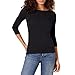 Amazon Essentials Damen T-Shirt mit Bateau-Ausschnitt und 3/4-Ärmeln in schmaler Passform, Schwarz, M