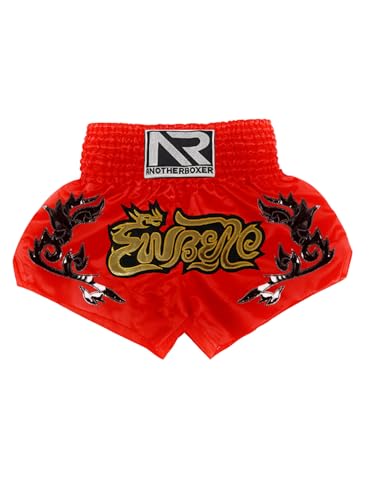 TiaoBug Pantalones Cortos De Boxeo para Niños Pantalones Cintura Ancha Pantalones Cortos para Muay-Thai Pantalones MMA Ropa De BJJ Un Rojo 5-7 años - imagen 2