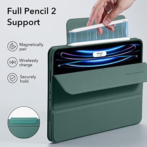 Image of ESR for iPad Pro 11 inch Case (2022 /2021 /2020 /2018, 4th /3rd /2nd /1st Generation), iPad Pro Cover with Pencil Holder, Detachable Magnetic Cover, Vertical Stand, Rebound 360 Series, Hybrid Case, Green