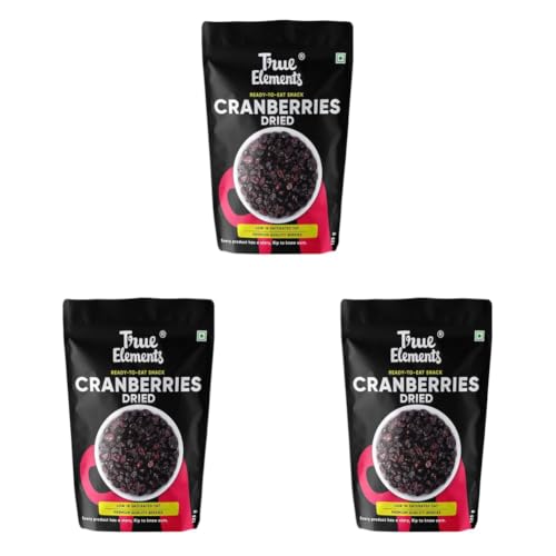 Image of Dried Cranberries 125g by True Elements - Cranberries Dried and Sliced | Healthy Snacks | Ready to Eat Snack | 100% Clean with No Added Preservatives (Pack of 3)