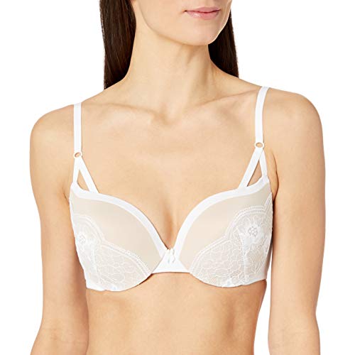 Maidenform Women's Love the Lift Push-Up Bra, White/Paris Nude Stappy Lace, 36C