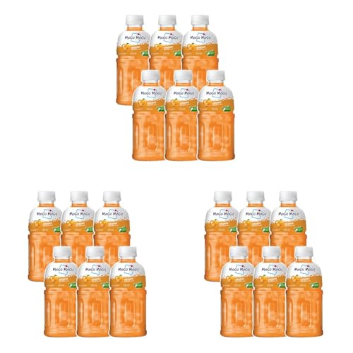 Image of Mogu Mogu Orange Juice with Nata de Coco Jelly 320ml (Pack of 18), Refreshing Tropical Thai-Made Sip & Chew Beverage
