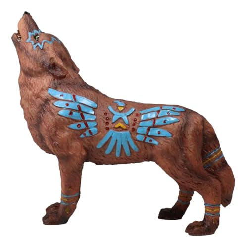 Ebros Gift Native Tribal Howling Wolf Totem Spirit Figurine Collection 6.25" L (Eagle Vision)