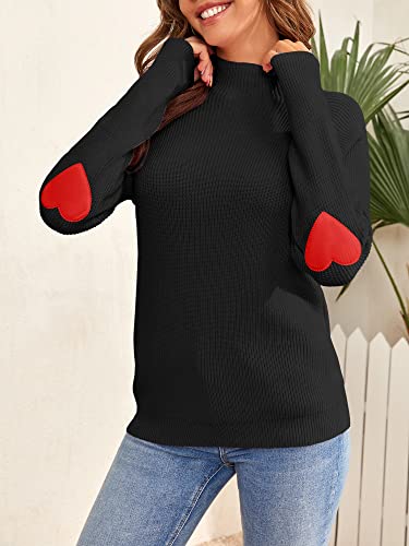 FERBIA Women Turtleneck Sweater Oversize Heart Slouchy Chunky Pullover Baggy Batwing Knit Cute Loose Fall Cozy Comfy Top3