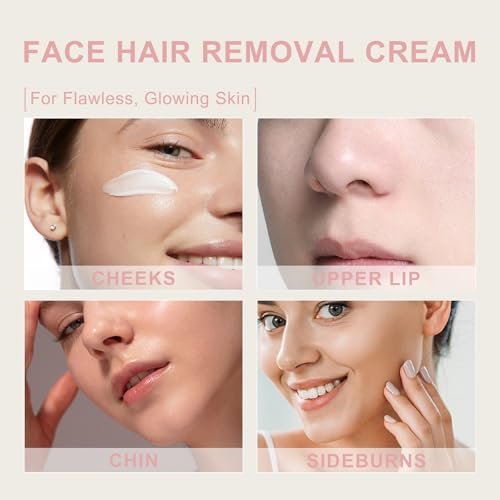 Facial Hair Removal for Women Face, Flawless Facial Depilatory Cream, At Home Defined Hair Remover Sensitive Skin Safe, 1.69 Fl Oz