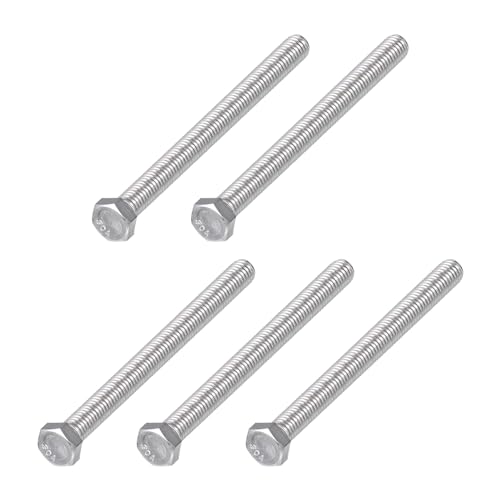 METALLIXITY Hex Head Bolts (3/8-16 x 4-1/2") 5Pcs, 304 Stainless Steel 18-8, Fully Threaded, External Hex Drive, Plain Finish, Hex Head Screw Bolt, Silver