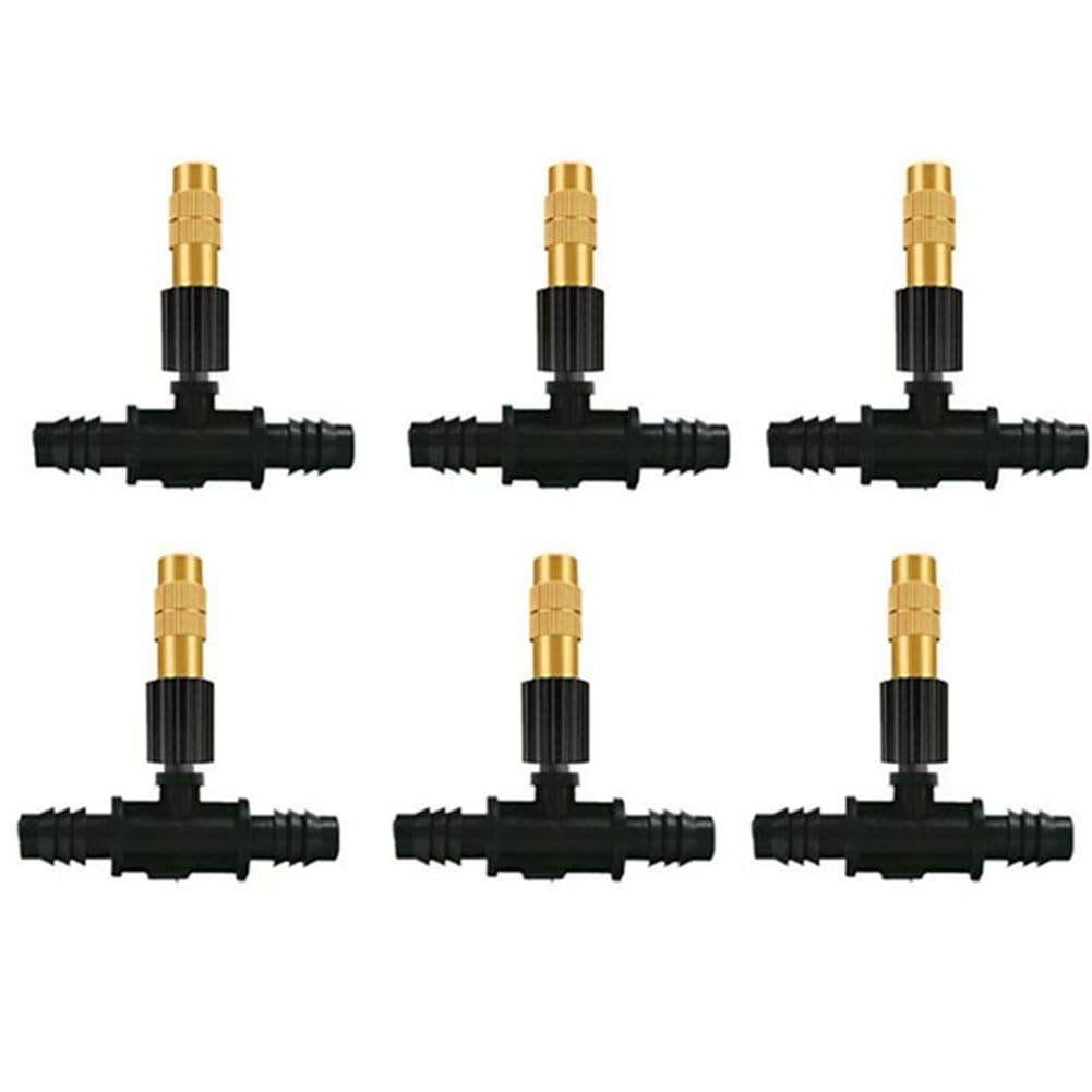 HVMBEUGOS Irrigation System Copper Nozzle Adjustable Spray Nozzle,Brass Atomizing Nozzle with Drip Connector, Garden Cooling Irrigation Equipment 20pcs Brass Nozzle +8/11 tee