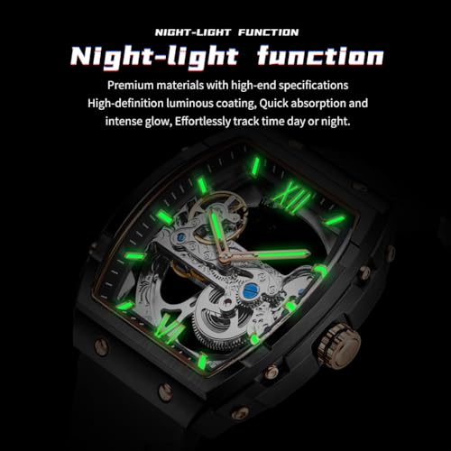 Image of OLEVS Skeleton Mechanical Watch Men Self Winding Luxury Business Dress Men Wrist Watches Calendar Rose Gold Watches