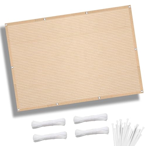 Toldo rectangular para exteriores, 2,8 x 3,4 m, pantalla anti UV, con ojales y cuerdas de montaje para jardín, patio, fiesta, color crema