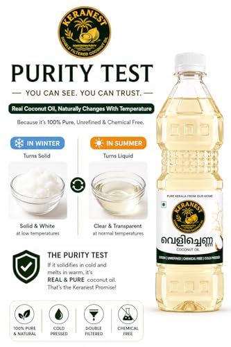 Image of Keranest Home Grown Purity Virgin Coconut Oil Cold Pressed Double Filtered Multipurpose Kitchen Hair Body Household Use 500 ml