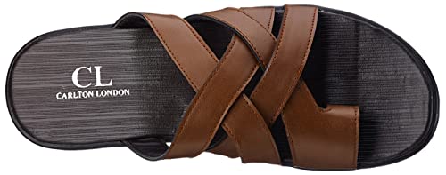 Carlton London mens Tan Men's Thong Sandals Flat Sandal