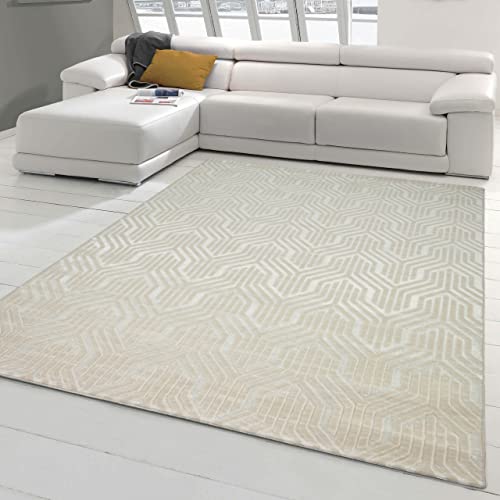 Teppich-Traum Schlichter Designerteppich dezent Gemustert modernes orientalisches Design Creme...