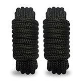 NexNavi Dock Lines Boat Rope, Double Braided, 3/8 inch Diameter, 15 Feet Long,with 12 inch Splicing Eyelets, for Mooring Small to Medium Sized Boats up to 25 Feet. (Black, 3/8' x 15', 2 Pack)