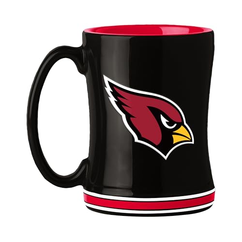 FANMATS NFL Arizona Cardinals 14 oz Relief Coffee Mug — 14 Fluid Ounces | Ceramic | Sculpted 3D Logo | Team Color | Great Gift