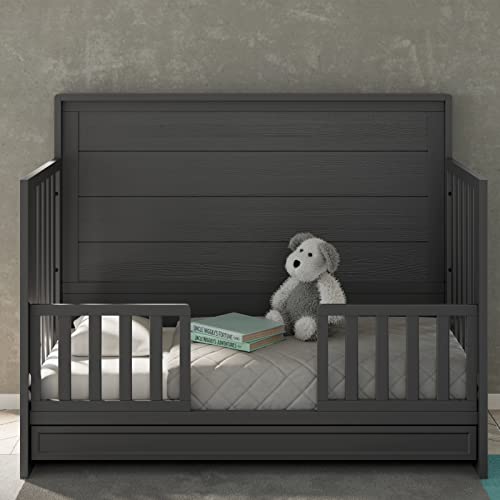 Image of Storkcraft & Graco Toddler Safety Guardrail with Slats (Gray) - GREENGUARD Gold Certified, Converts Compatible Storkcraft & Graco Crib to Toddler Bed, Each Guardrail Sold Individually