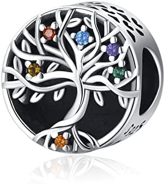 925 Sterling Silver Charms Fit Pandora, Tree of Life womens Bead charms for European Bracelet/Necklace, Retro Style Charm jewellery Meaningful Gifts for Women