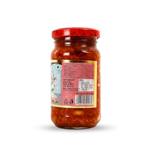 Image of Chokhi Dhani Lahsun ka Achar Garlic Pickle | Tangy and Spicy | (Pack of 6, 200g Each)