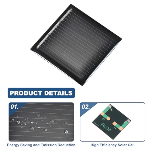 QUARKZMAN 8 Stück 1.5V 0.09W 0.06A Mini Solarpanel, Mikro Zellen Sonnenkollektor für Sonnenenergie, Heimwerken, DIY, Spielzeug, Akku-Ladegerät, 30x30mm