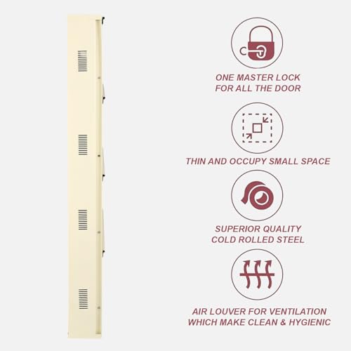 Image of Metal Shoe Rack Wall Mounted for Home with Central Locking | 4 Door 28 inch Wall Mounted Metal 12 Pair Shoe Rack Cabinet | Pre-Assembled Rack Shelves | 3 Year Warranty (Ivory)