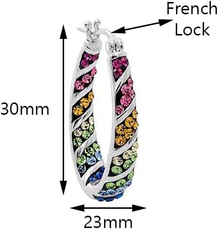 Savlano 14K Gold Plated Inside Out Multicolor Rainbow Crystal Hoop Earrings For Women Comes With Gift Box - Image 3