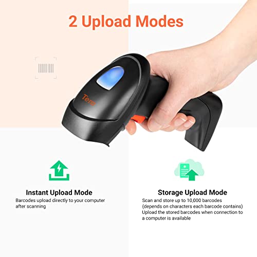 Image of Tera 1D Wireless Barcode Scanner USB Cradle Charging Base Handheld Laser Bar Code Reader 1D Automatic Sensing Fast and Precise Scanner 6100