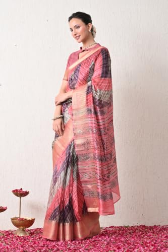 Image of MIRCHI FASHION Women Saree Cotton Silk Batik Block Printed | Breathable Office Wear and Regular Use Sari with Blouse Piece