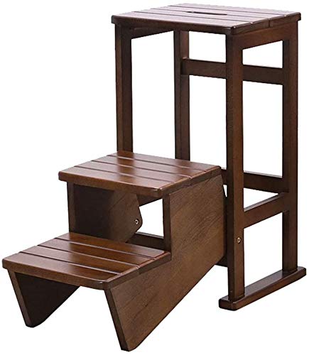Preisvergleich Produktbild Klapptritthocker dreischichtige breite Bibliothek Leiter Haushaltsleiter, Lagerregale, Blumen, Gartengeräte Leiter,Brown