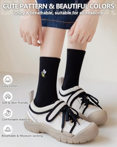 Image of IIG Women's Fashion Cute Cotton Socks Novelty Funny Above Ankle Crew Socks Holiday Gifts for Women 4 /5 Pairs