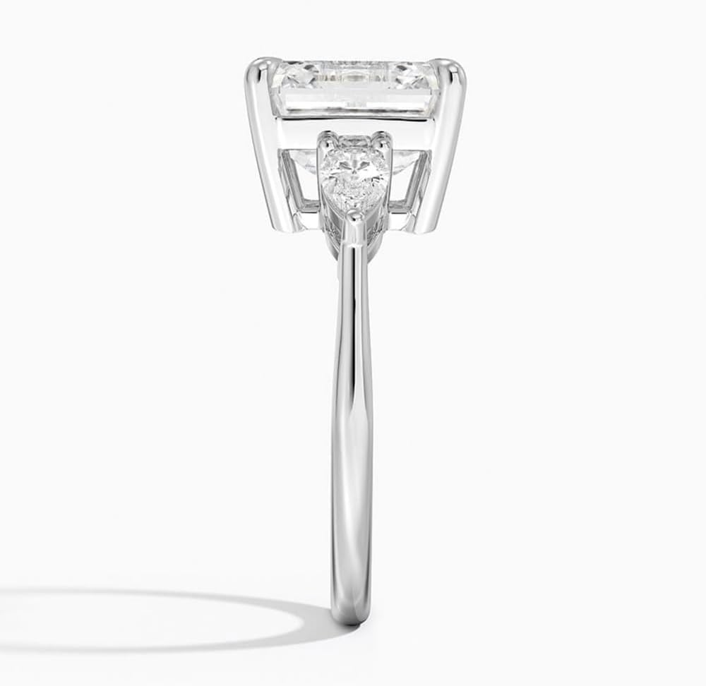 1–5 Carat Lab Grown Diamond Ring VVS2 10K 14K 18K Solid Gold & 925 Sterling Silver Engagement Ring Pear Cut 3-Stone Wedding Bridal Anniversary Christmas Gift for Women(IGI Certified)