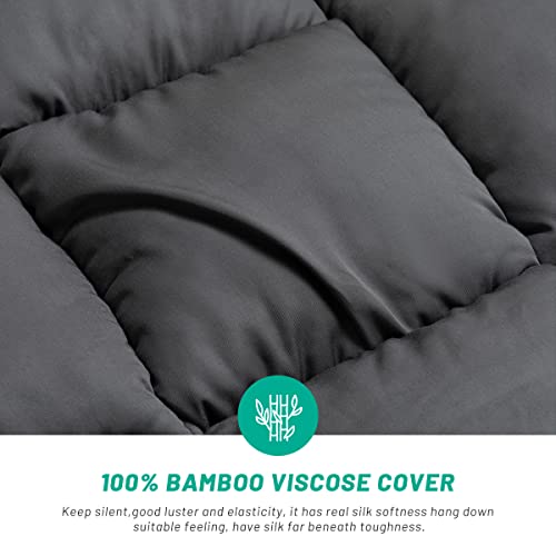 100% Viscose From Cooling Bamboo Comforter For Hot Sleepers- Breathable Silky Soft Bamboo Duvet Insert King Size-With 8 Corner Tabs- All Season Comforter (90X102 Inches, Grey) #TOP2