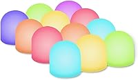 NoveltyPlace Color Changing Mini LED Night Lights - 7 Rainbow Colors, Battery Powered Pack of 12 for Bedroom Bathroom Mood Lighting
