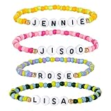 KINFERTE for BLACKPINK Merch Bracelet for Fans - Friendship Jewelry Gift Set(4 Pack) | Birthday Gifts, Concert Accessories, Cosplay Merchandise for BLACKPINK