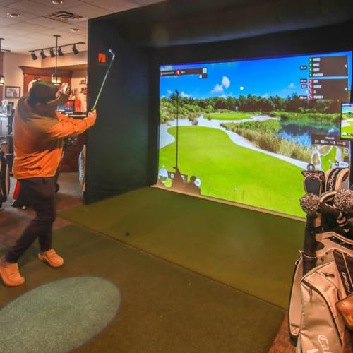 Gonzo and Amy take on a golf simulator at Crystal Mountain