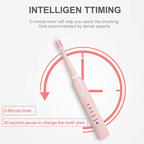 Anself Escova de dentes elétrica ultrassônica recarregável por USB, alta frequência, cronômetro de b