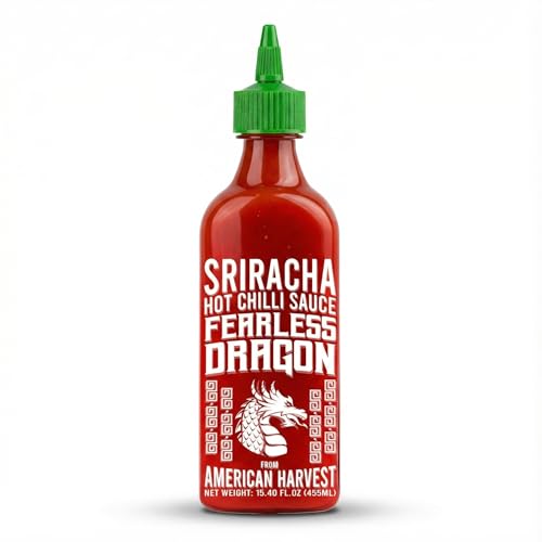 Fearless Dragon Sriracha Hot Chilli Sauce 455ml by American Harvest | No MSG | Gluten Free | 100% Vegetarian
