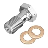 M10x1.0 Metric Banjo Bolt with Copper Banjo Bolt Washer,Stainless Steel Brake Line Adapter Fitting for Master Cylinder/Caliper/Clutch System,High Strength Bolts Car Accessories