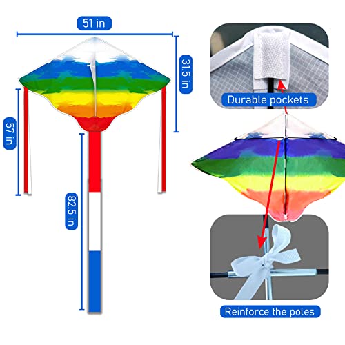 Simxkai Kite For Kids Adults,Easy To Fly Rainbow Kite,Best Delta Kite For Beginners Toddlers,Durable Kite C/W 300Ft String #TOP4