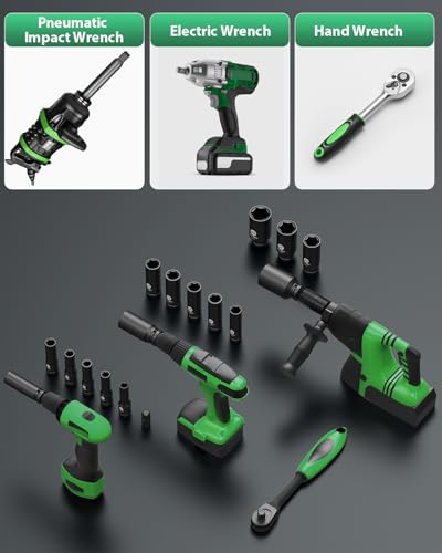 Ginour Impact Socket Set 1/2 Inch, 17PCs Drive Master Deep Impact Socket Set 10mm - 32mm, Metric, Cr-Mo, 6 Point, with 3/8'' to 1/2'' Adapter 2 Ginour Impact Socket Set 1/2 Inch, 17PCs Drive Master Deep Impact Socket Set 10mm - 32mm, Metric, Cr-Mo, 6 Point, with 3/8'' to 1/2'' Adapter - Image 2