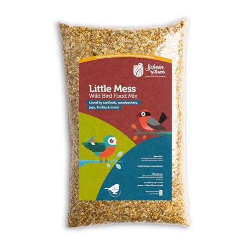 Schoen Farms Little Mess Wild Bird Food Mix – 4.54 kg Bag – Clean, No-Waste Seed Blend for Finches, Jays & Cardinals – with Sunflower Hearts & Millet – Canadian Grown