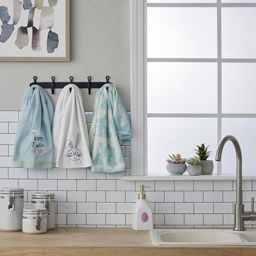 Image of SKL Home Easter Bespeckled Bunny 100% Cotton Embroidered 2pc Hand Towel Set, Decorative for Bath /Kitchen /Bar & Gift, White