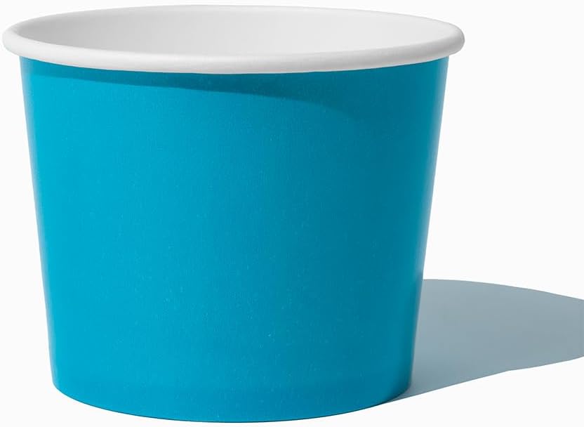 UNIQ 12 oz Solid Blue Ice Cream Cups – Large Disposable Dessert Cups for Ice Cream Frozen Yogurt & Gelato – Paper Food Cups Leak Resistant – Bulk 1000 Pack for Party Catering & Business
