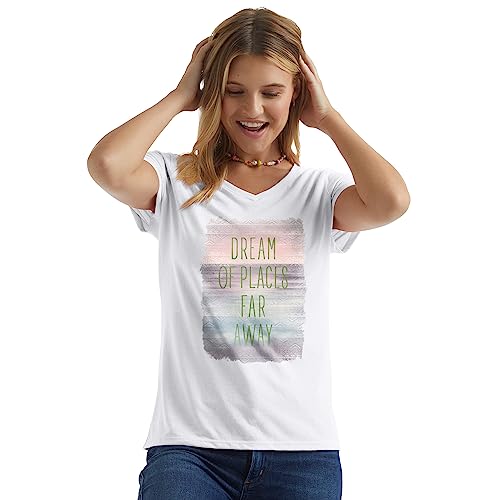 Hanes Women's Short Sleeve V-Neck Graphic T-Shirt #TOP3