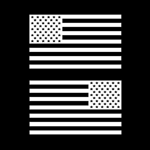 USA Subdued Single Color American Flag 50 Stars 2 Vinyl Die-Cut Decals - Includes Standard and Reversed Designs - Large - White