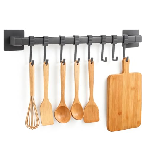KAGHSTH Hakenleiste küche, 8 Haken Küchenleiste selbstklebend Küche Hängeleiste Stange für...