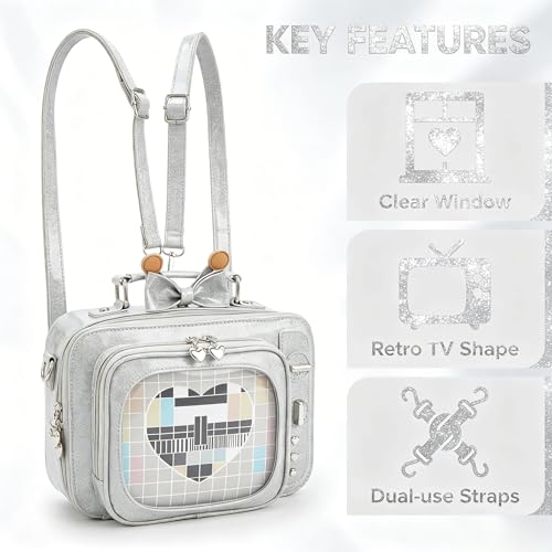 Image of TV Ita Shoulder Bag Women Clear Window Anime Pins Display | Ita Backpack,Fun pins display bag,