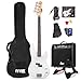 Max GigKit - Pack completo de bajo eléctrico blanco con amplificador de 40W, soporte, funda, afinador, cuerdas y cable, ideal para principiantes y práctica en casa o estudio