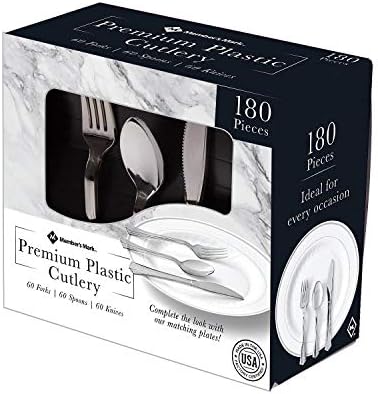 An item of Member's Mark Premium Silver-Look Cutlery Combo (180 ct.) Pack of 2 -